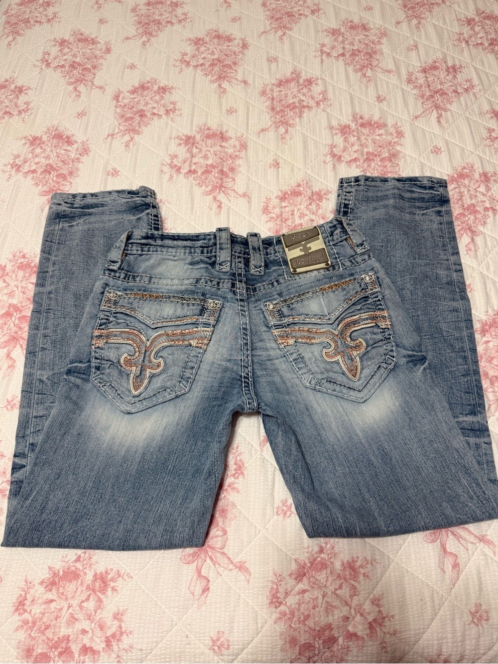 Rock Revival Light Blue Embellished Boot Cut Jeans